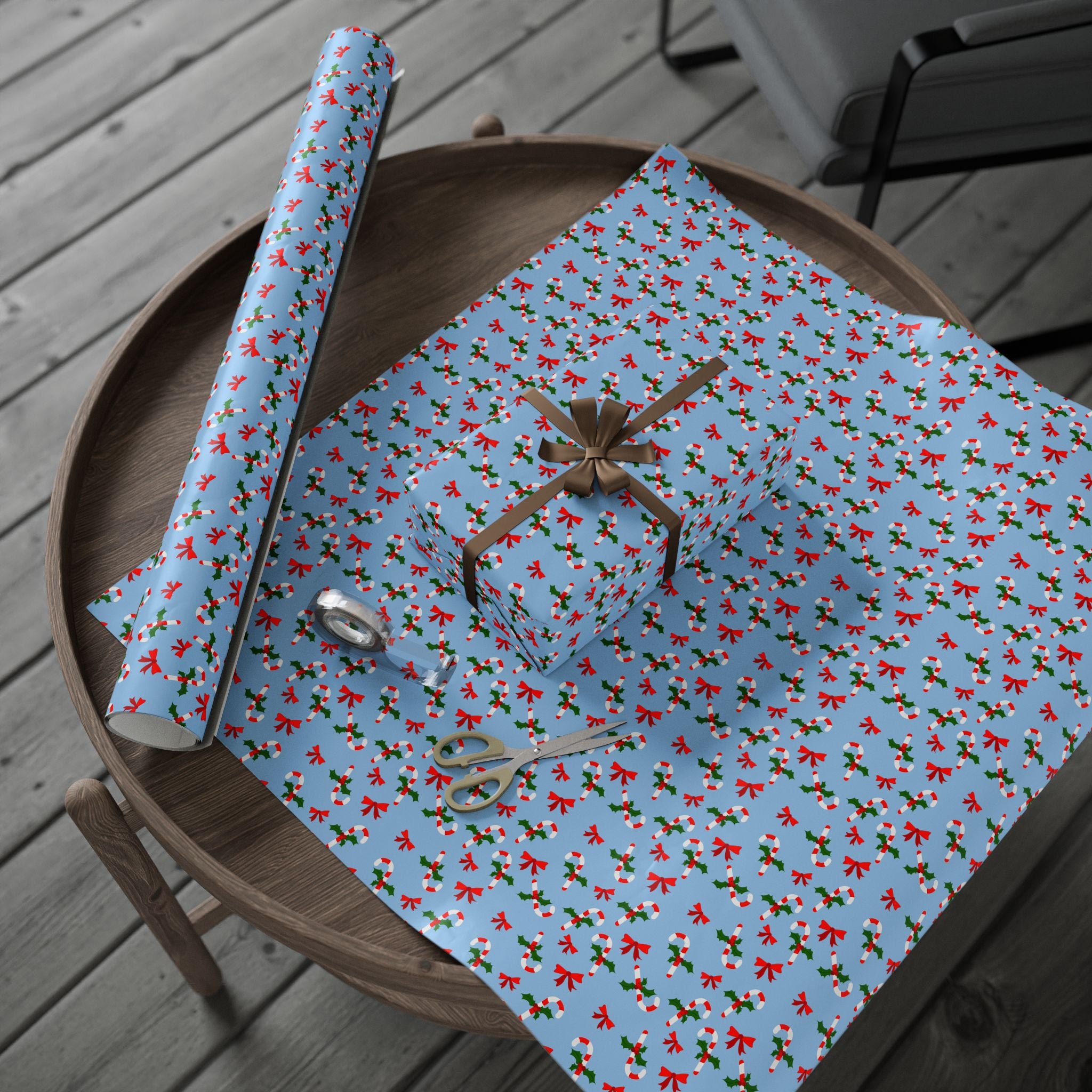 Christmas Candy Cane Ribbons Wrapping Paper | Holiday Gift Wrapping Paper Roll