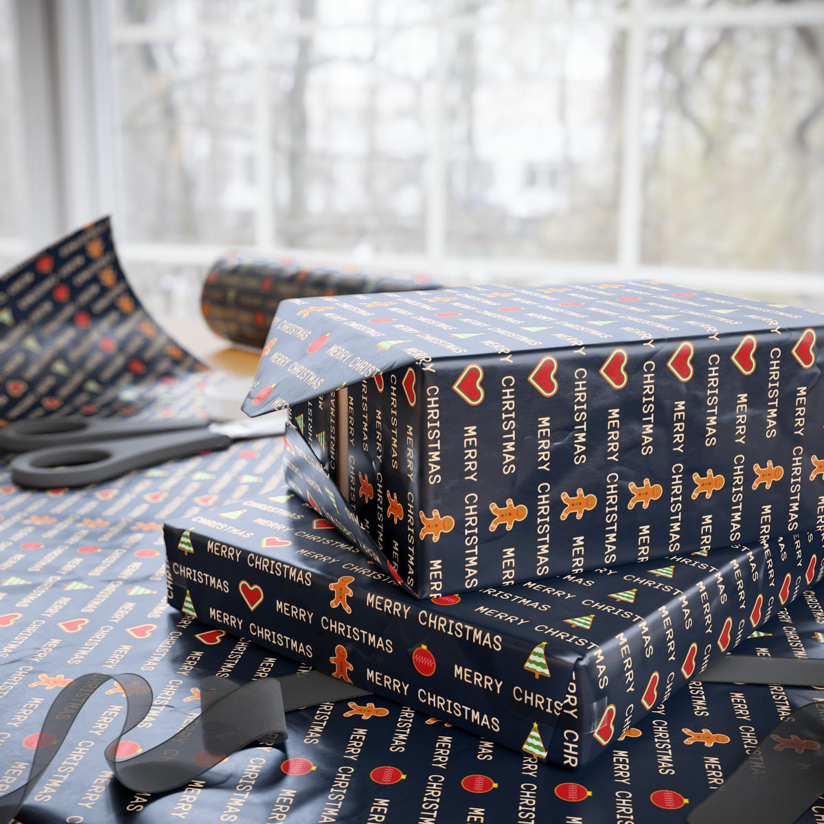 Christmas Cascading Wishes Wrapping Paper | Holiday Gift Wrapping Paper Roll
