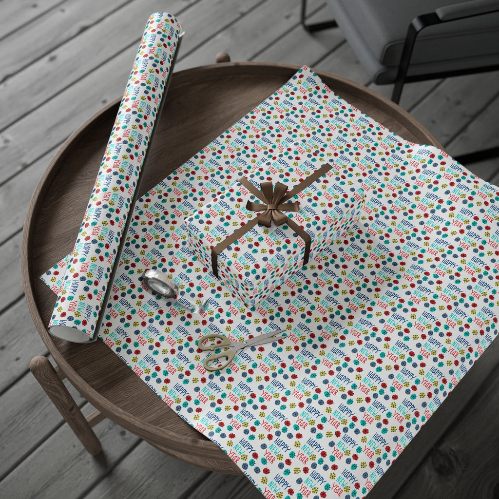 New Year's Snowflakes Wrapping Paper - Holiday Gift Wrapping Paper Roll