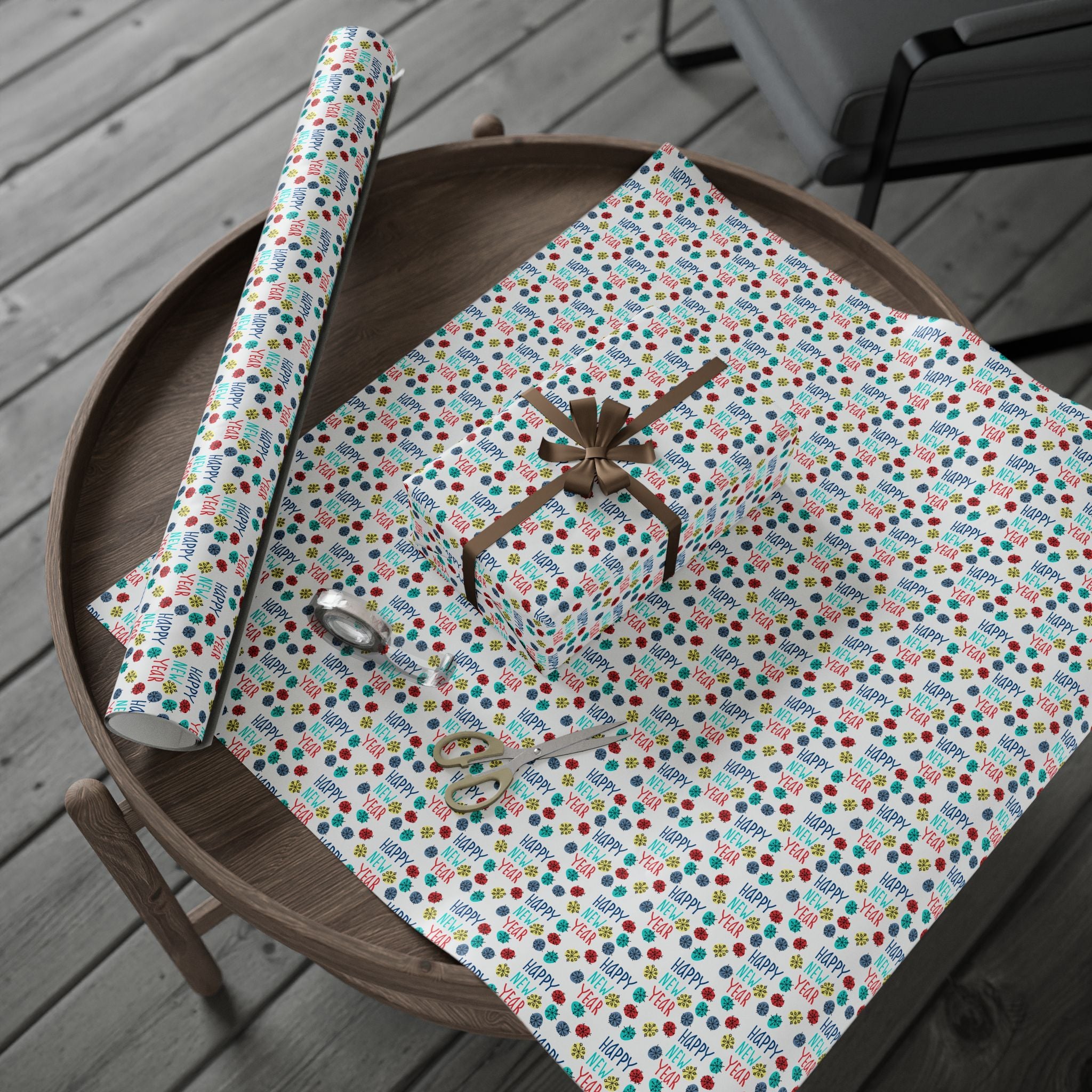 New Year's Snowflakes Wrapping Paper - Holiday Gift Wrapping Paper Roll