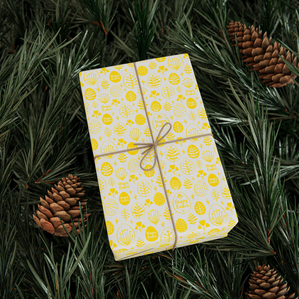 Easter Yellow Spring Leafs Wrapping Paper | Holiday Gift Wrapping Paper Roll