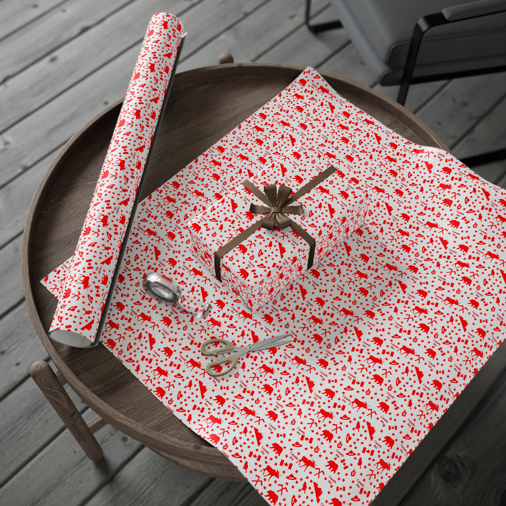 Canada Day Bear Collage Wrapping Paper - Holiday Gift Wrapping Paper Roll