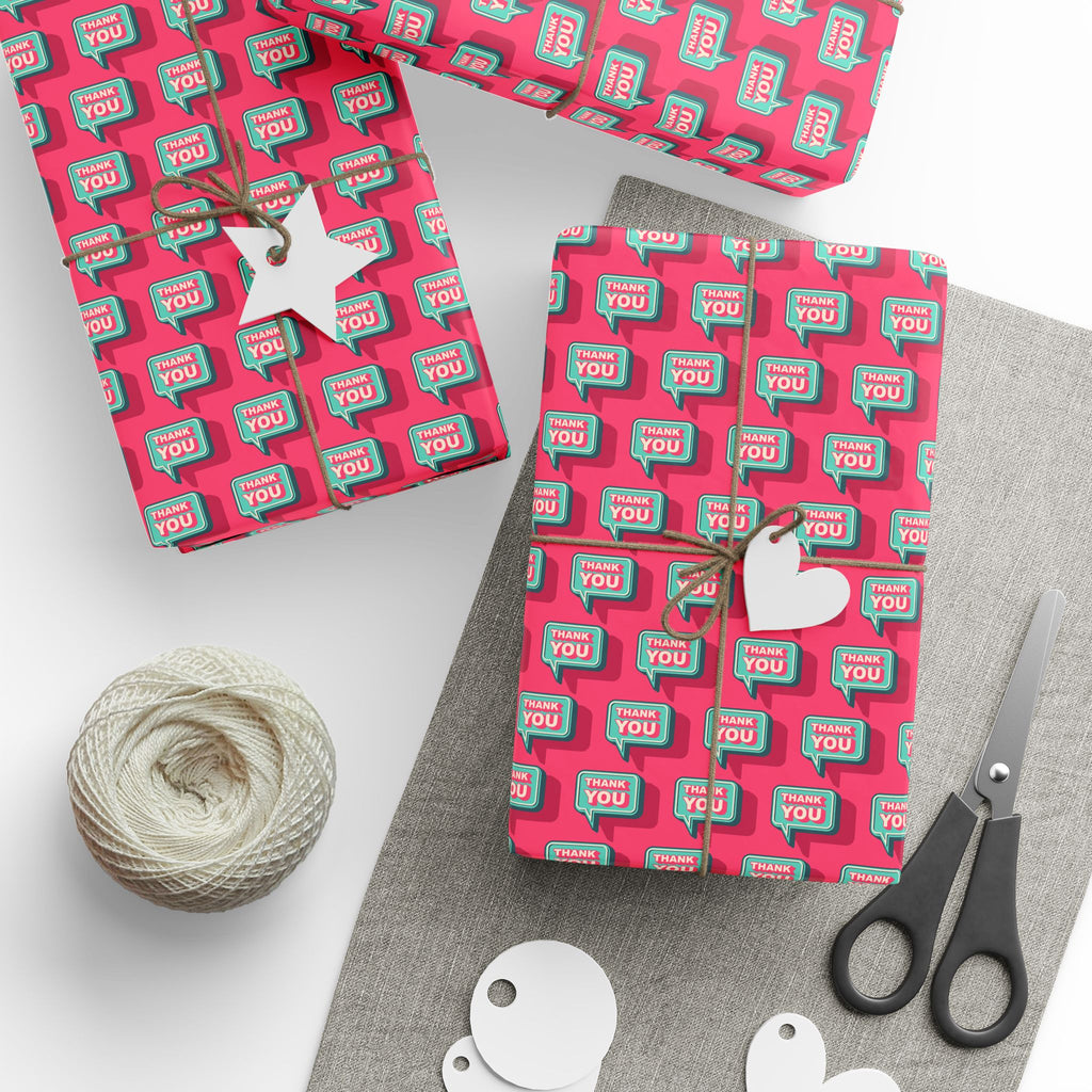 Thank You Pink Conversations Wrapping Paper Design | Holiday Gift Wrapping Paper Roll