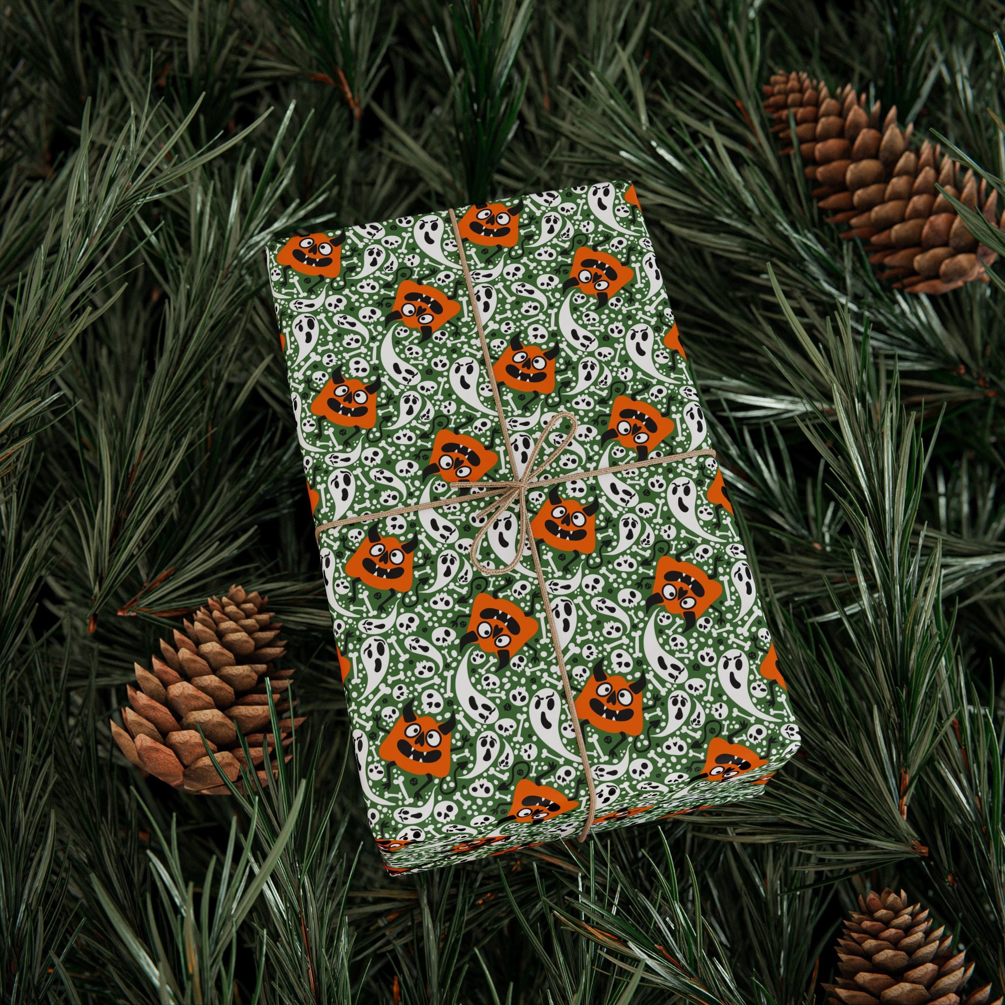 Halloween Ghost Background Wrapping Paper | Holiday Gift Wrapping Paper Roll