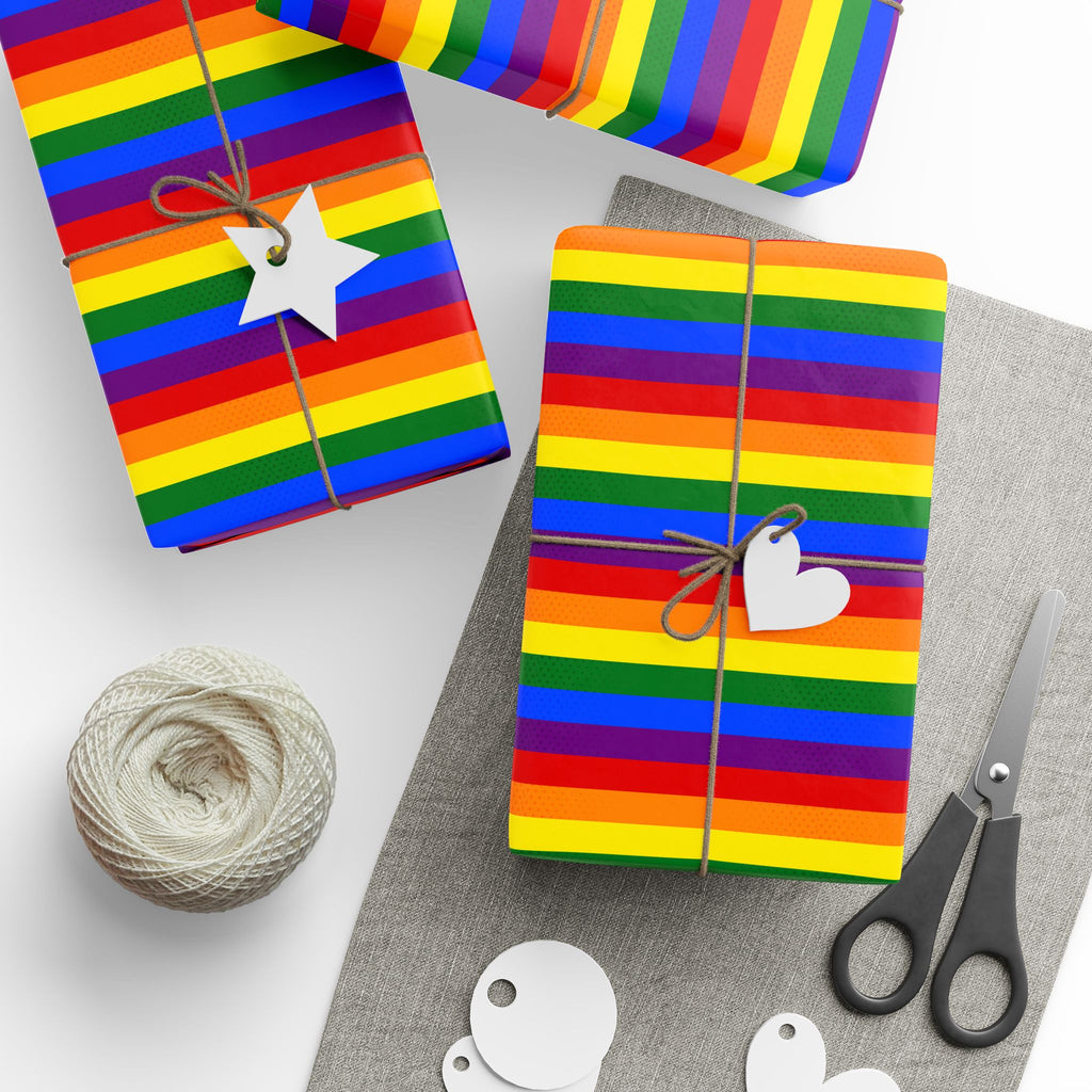 Gay Pride Rainbow Flag Stripes Wrapping Paper Design | Holiday Gift Wrapping Paper Roll