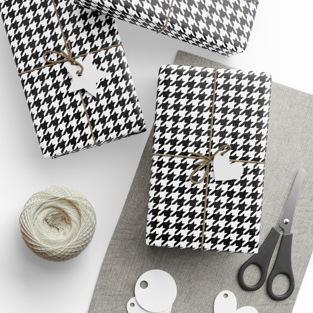 Houndstooth Wrapping Paper Design Black 001 - Holiday Gift Wrapping Paper Roll