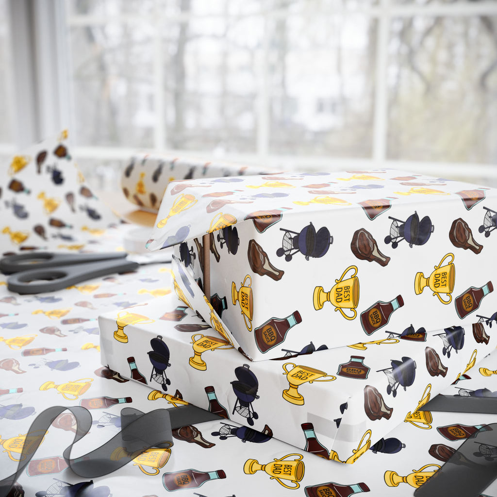 Father's Day Best Dad Cookout Wrapping Paper - Holiday Gift Wrapping Paper Roll