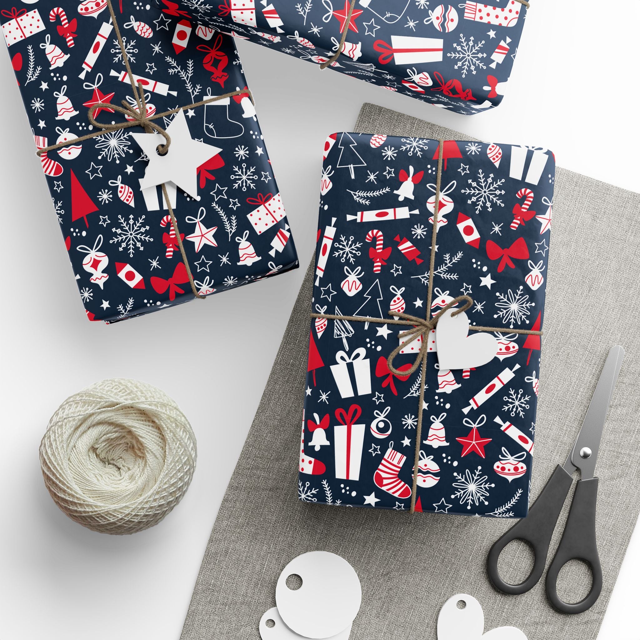 Christmas Bells & Bows Wrapping Paper | Holiday Gift Wrapping Paper Roll
