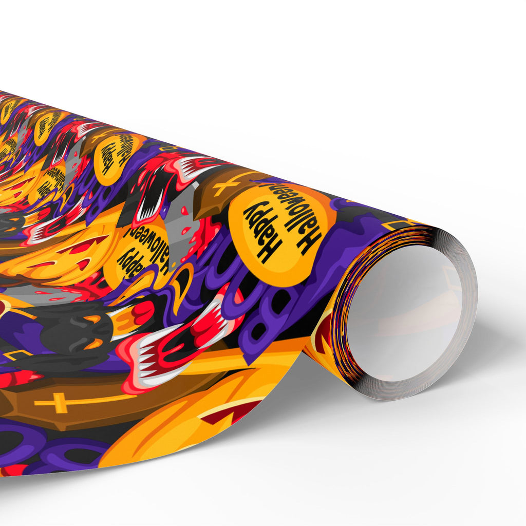 Halloween Cartoon Collage Wrapping Paper | Holiday Gift Wrapping Paper Roll