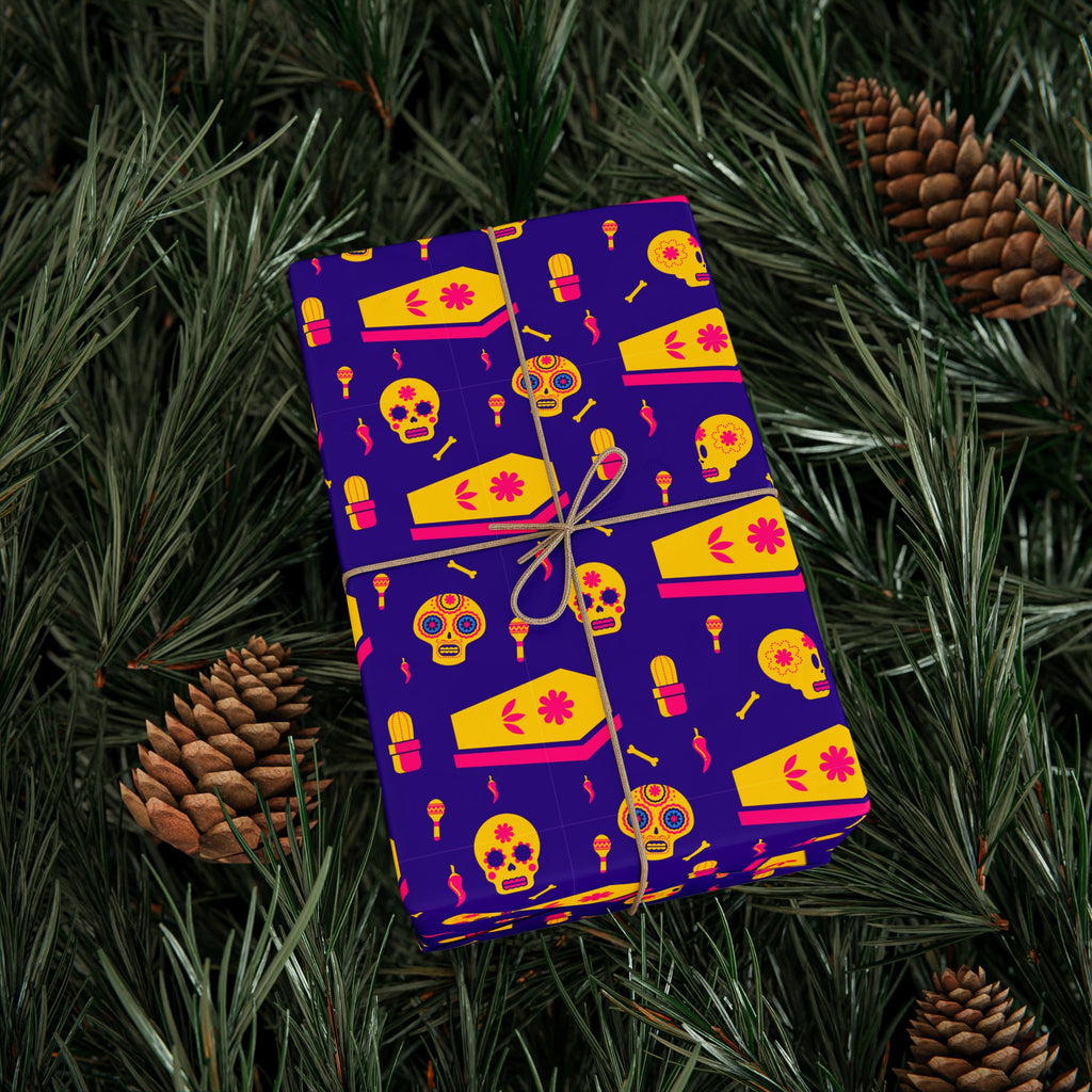 Day of the Dead Festive Coffins Wrapping Paper | Holiday Gift Wrapping Paper Roll