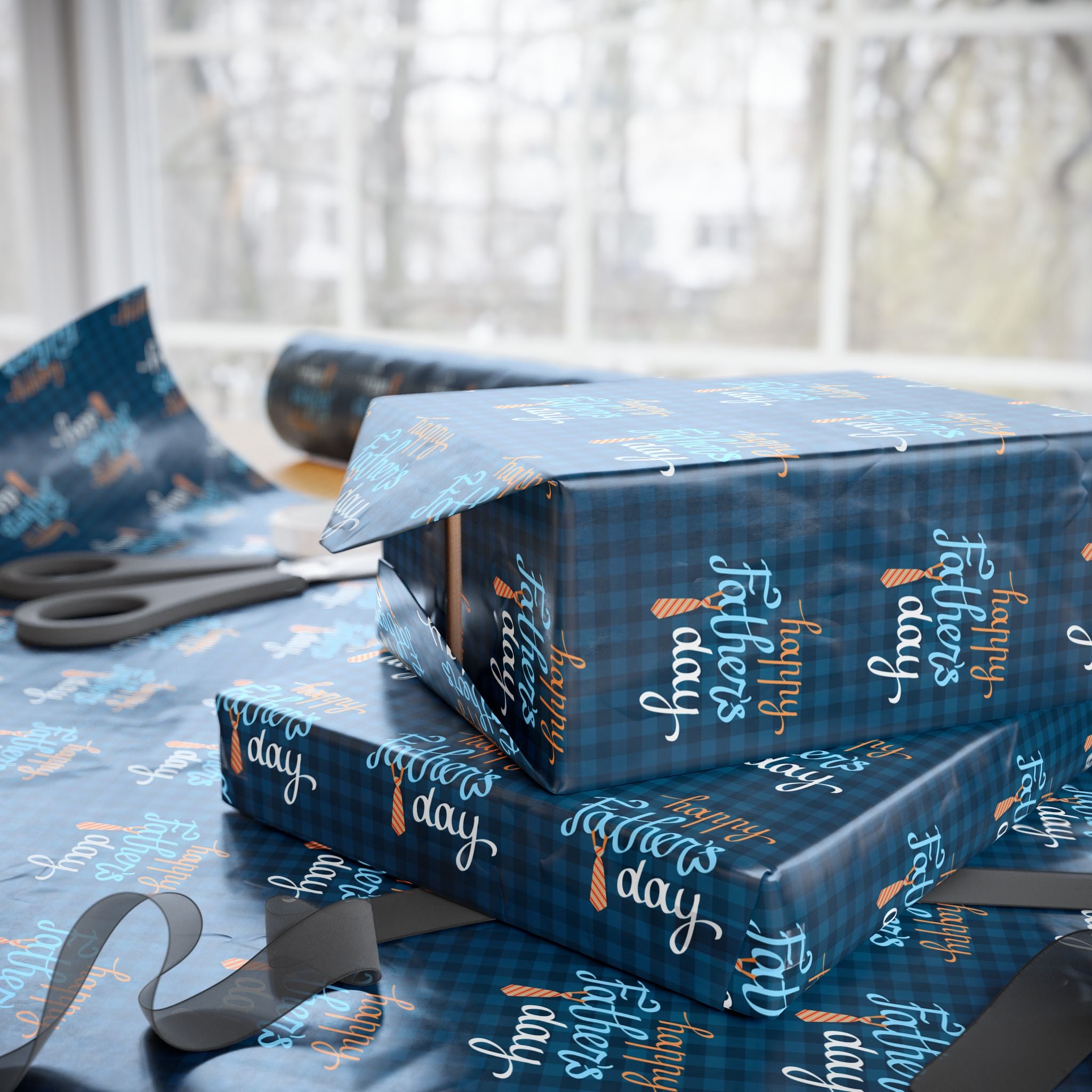 Father's Day Tie Greeting apping Paper - Holiday Gift Wrapping Paper Roll