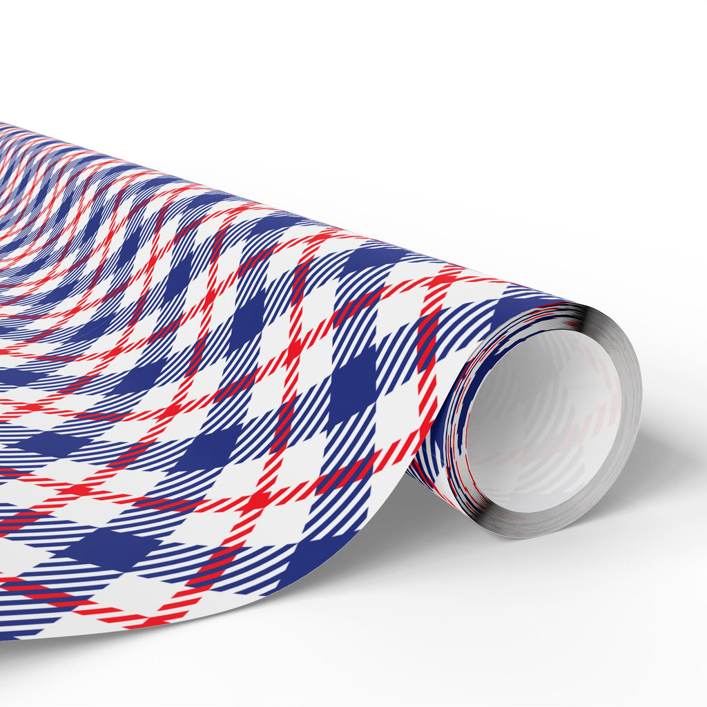 4th of July Abstract Plaid Wrapping Paper | Holiday Gift Wrapping Paper Roll