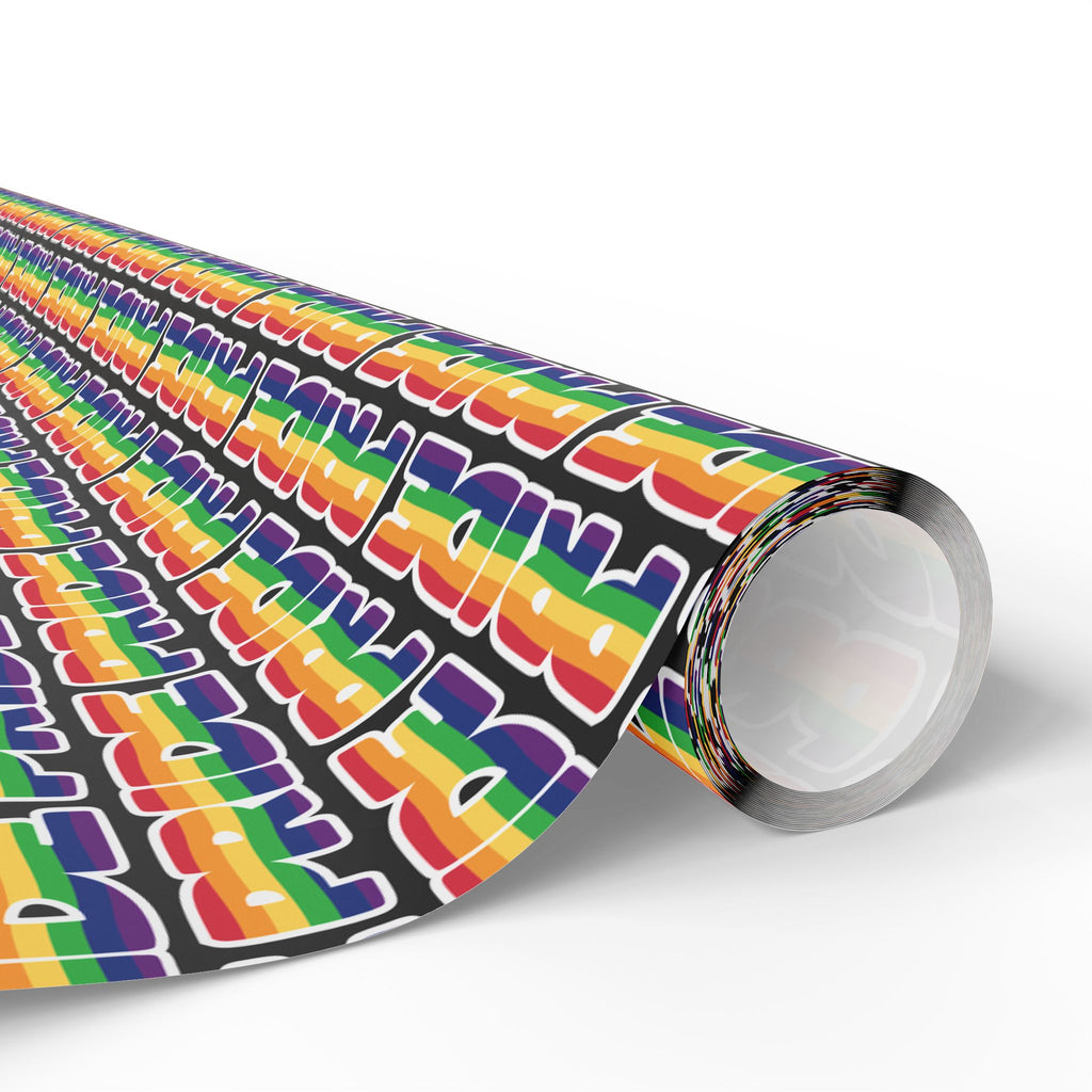Gay Pride Bold Rainbow Script Wrapping Paper Design | Holiday Gift Wrapping Paper Roll