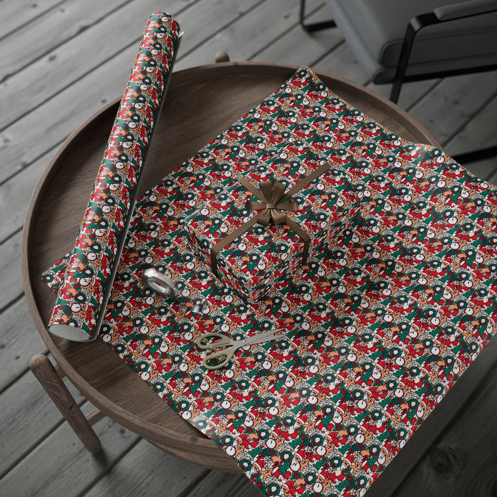 Hand Drawn Doodles Wrapping Paper | Holiday Gift Wrapping Paper Roll