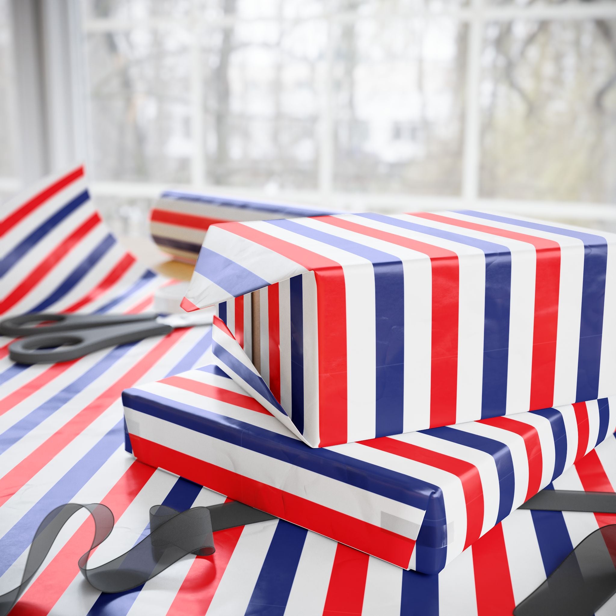4th of July Glory Stripes Wrapping Paper | Holiday Gift Wrapping Paper Roll