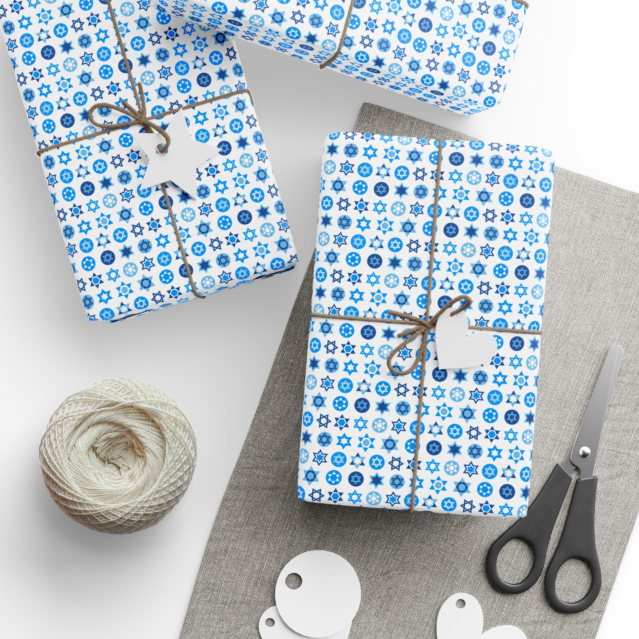 Hanukkah Star of David Collage Wrapping Paper | Holiday Gift Wrapping Paper Roll
