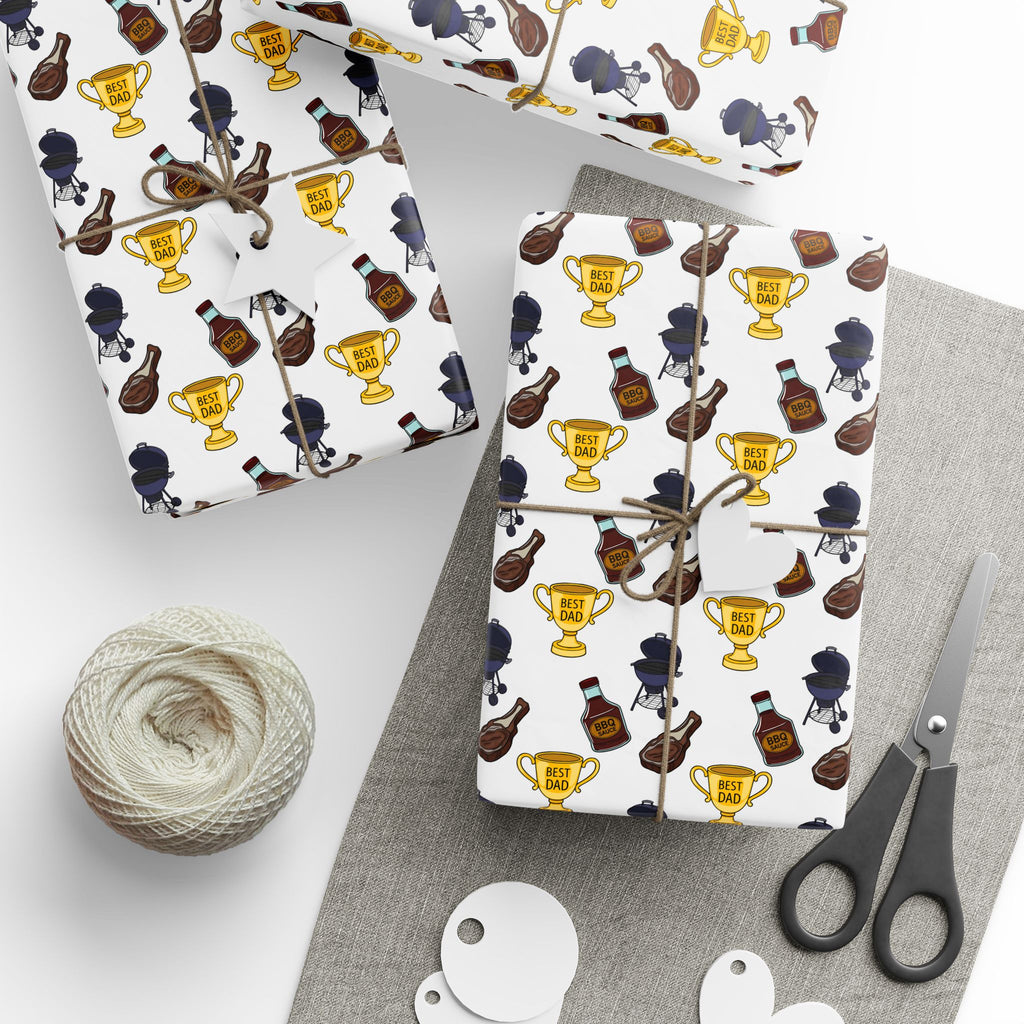 Father's Day Best Dad Cookout Wrapping Paper - Holiday Gift Wrapping Paper Roll
