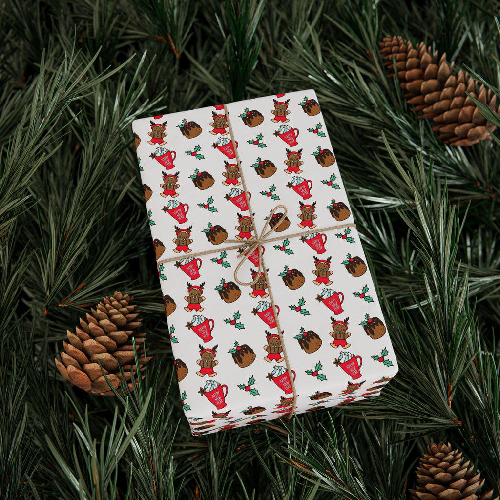 New Year's Gingerbread Reindeer Wrapping Paper - Holiday Gift Wrapping Paper Roll