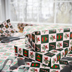 Christmas Checkerboard Mistletoe Wrapping Paper | Holiday Gift Wrapping Paper Roll