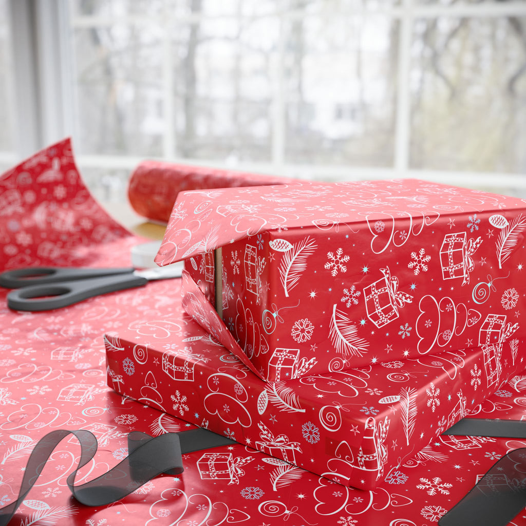 Christmas Ribbons & Bows Wrapping Paper | Holiday Gift Wrapping Paper Roll