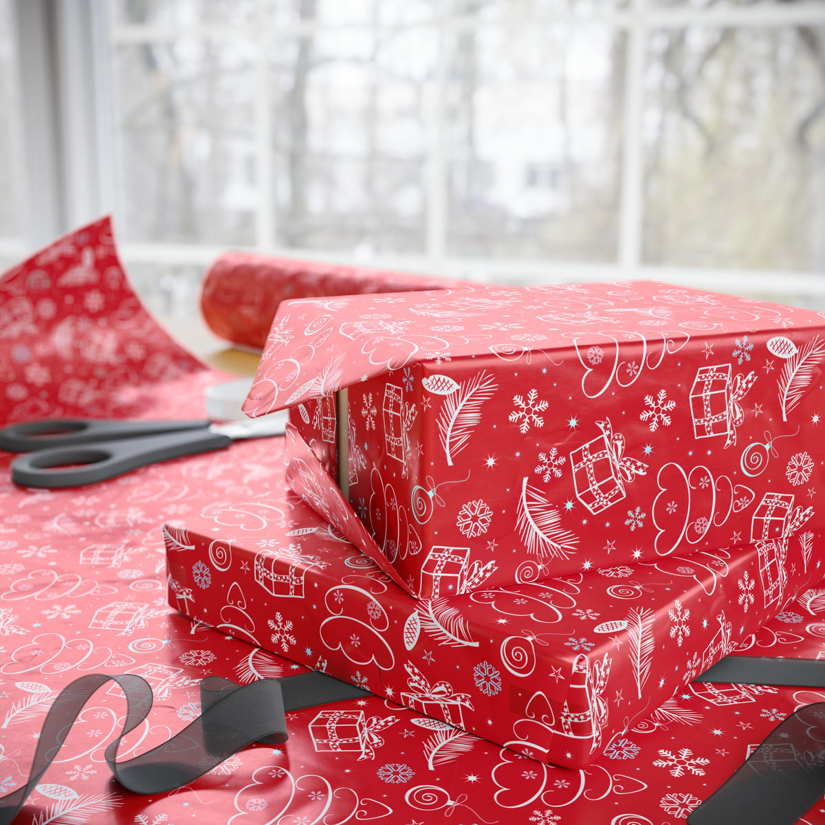 Christmas Ribbons & Bows Wrapping Paper | Holiday Gift Wrapping Paper Roll