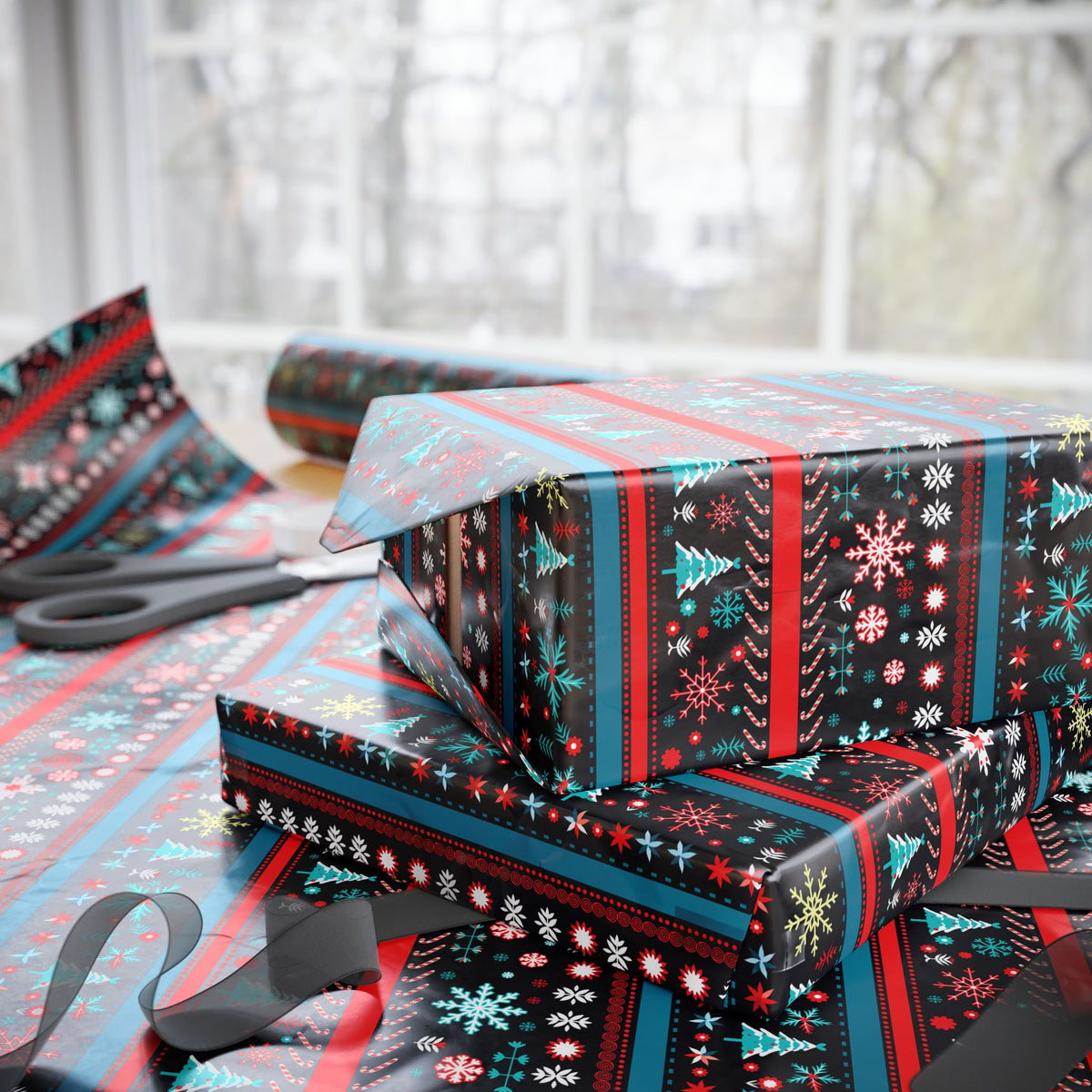 Christmas Ugly Colorful Trees Wrapping Paper | Holiday Gift Wrapping Paper Roll