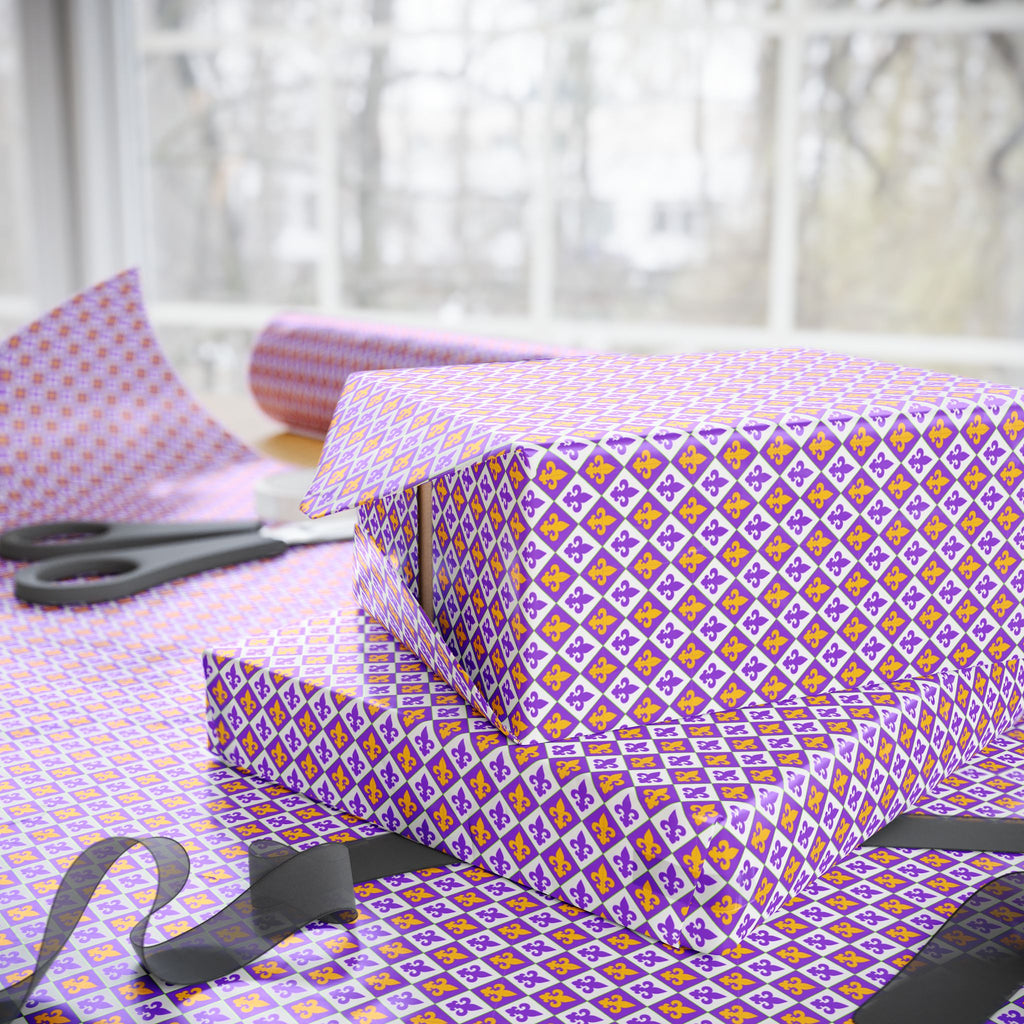Mardis Gras Checkerboard Wrapping Paper | Holiday Gift Wrapping Paper Roll