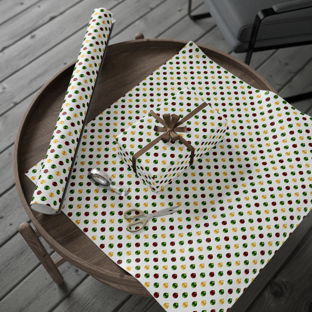 Christmas Satin Ornaments Wrapping Paper | Holiday Gift Wrapping Paper Roll