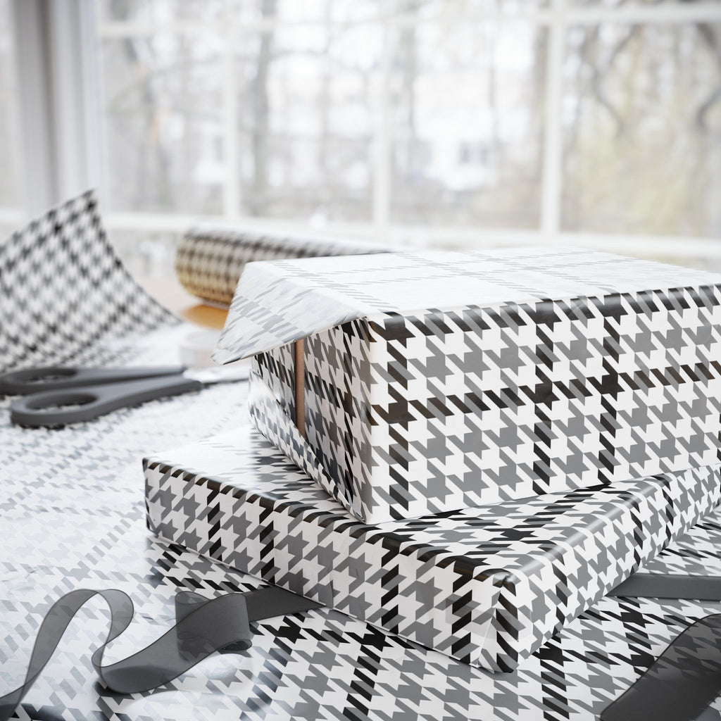 Houndstooth Wrapping Paper Design Grey 012 - Holiday Gift Wrapping Paper Roll