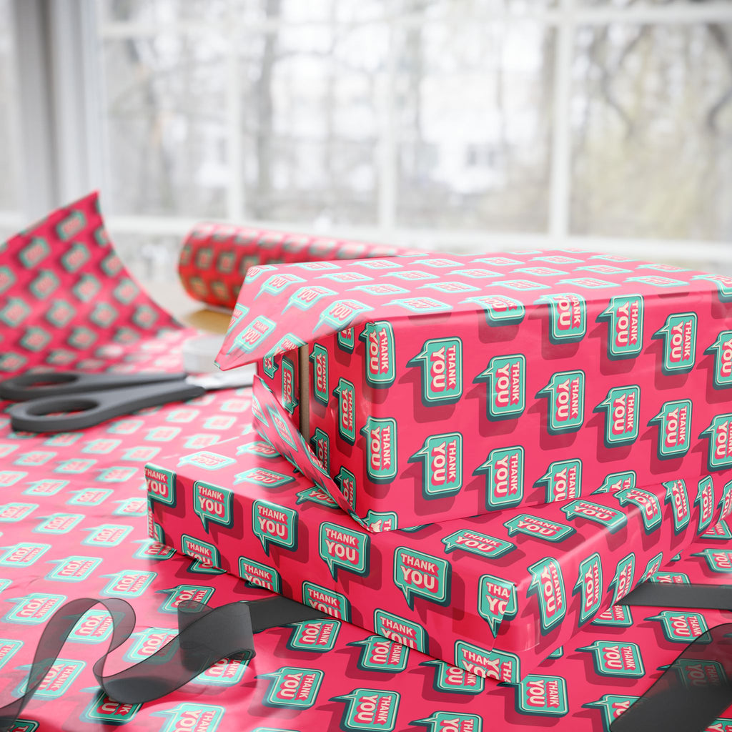 Thank You Pink Conversations Wrapping Paper Design | Holiday Gift Wrapping Paper Roll