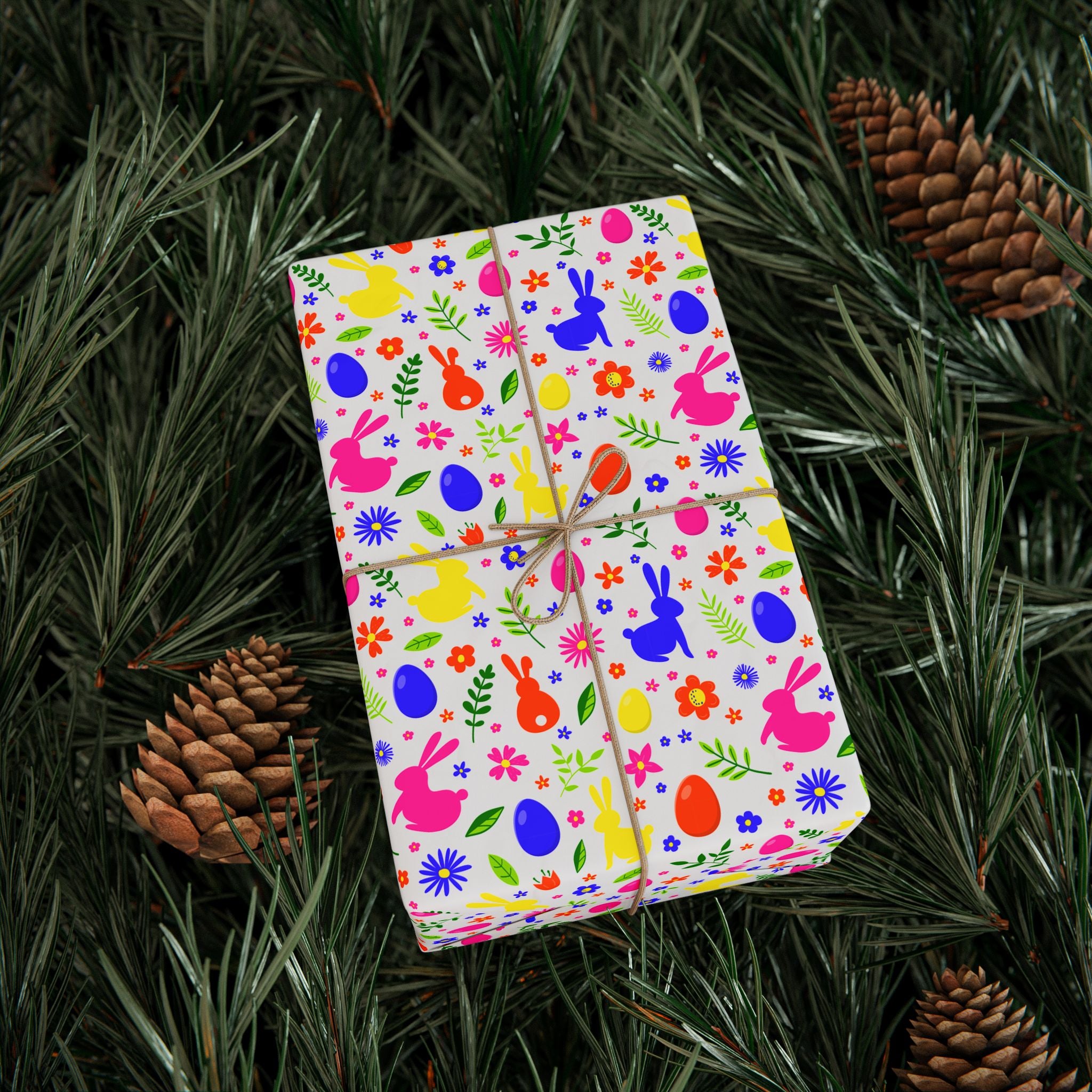Easter Flowering Bunnies Wrapping Paper | Holiday Gift Wrapping Paper Roll
