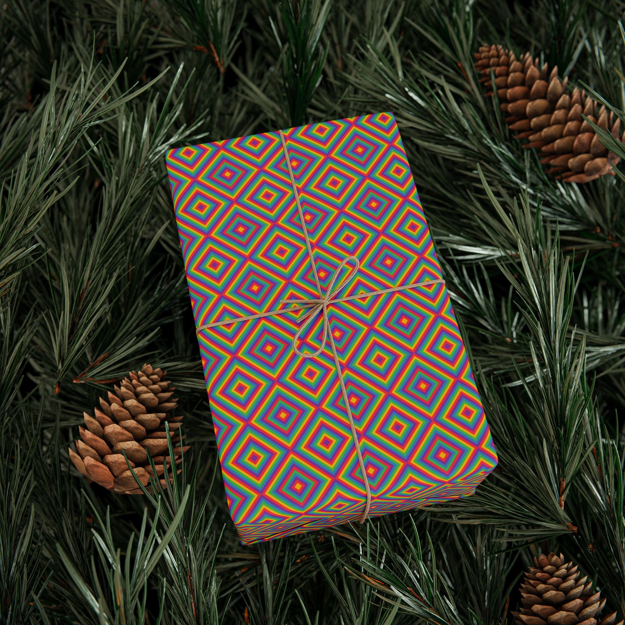 Gay Pride Psychedelic Geo Diamond Wrapping Paper Design | Holiday Gift Wrapping Paper Roll