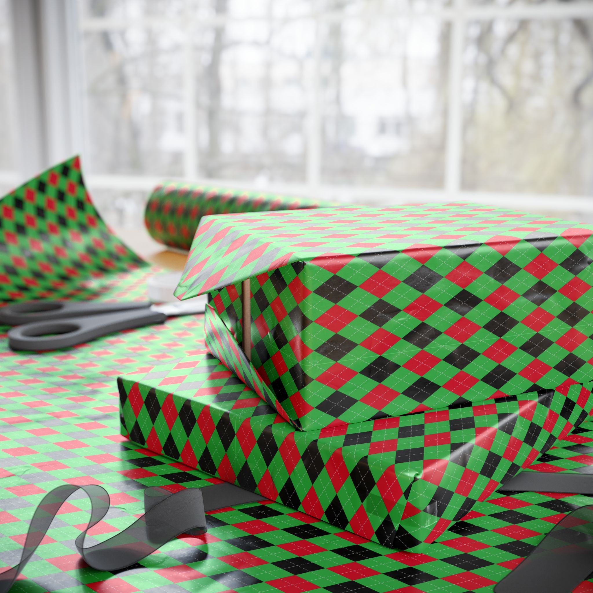 Argyle Design 007 Wrapping Paper - Holiday Gift Wrapping Paper Roll