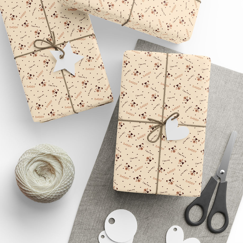 Father's Day Dad & Dog Wrapping Paper - Holiday Gift Wrapping Paper Roll