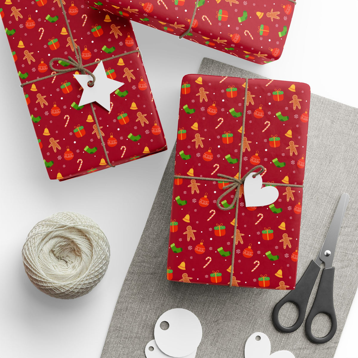 Christmas Gingerbread Ornaments Wrapping Paper | Holiday Gift Wrapping Paper Roll