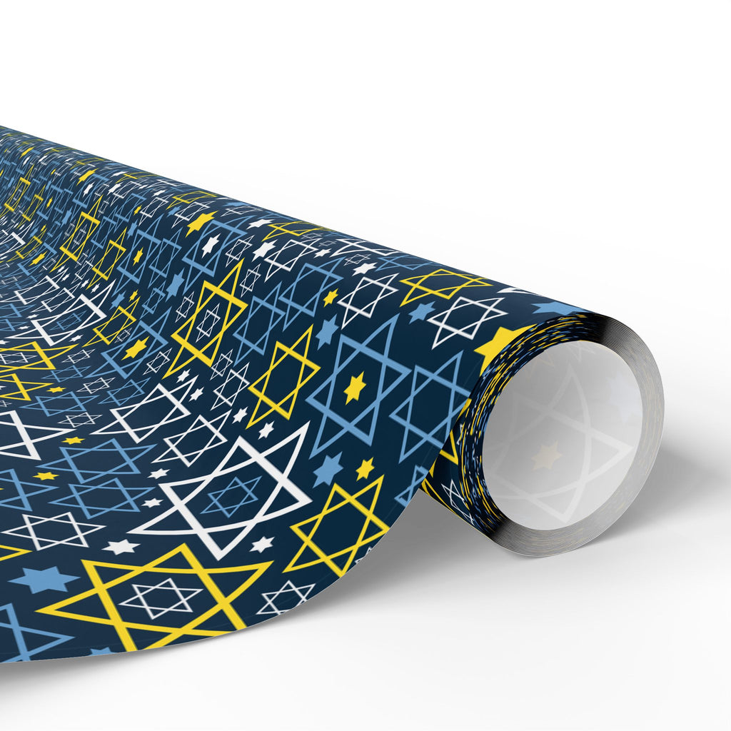 Hanukkah Thematic Stars Wrapping Paper | Holiday Gift Wrapping Paper Roll