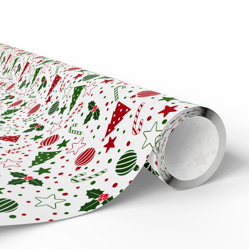 Christmas Scattered Decorations Wrapping Paper | Holiday Gift Wrapping Paper Roll
