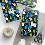 Halloween Colorful Ghosts Wrapping Paper | Holiday Gift Wrapping Paper Roll