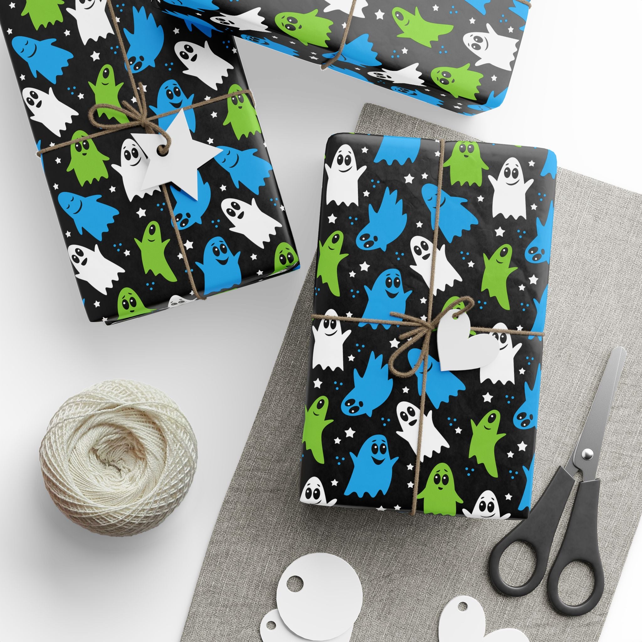 Halloween Colorful Ghosts Wrapping Paper | Holiday Gift Wrapping Paper Roll
