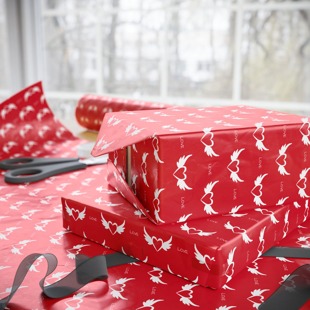 Valentine's Day Love Wings Wrapping Paper | Holiday Gift Wrapping Paper Roll