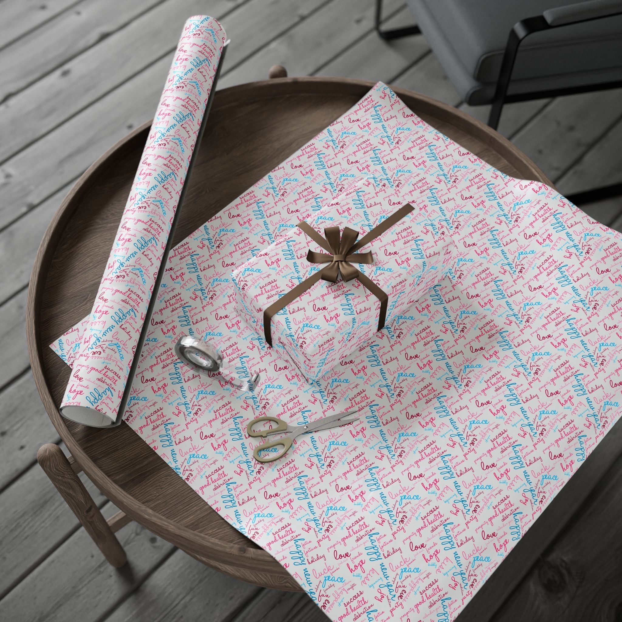 New Year's Wishes Wrapping Paper - Holiday Gift Wrapping Paper Roll