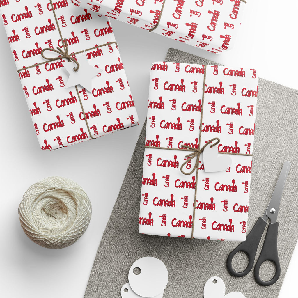Canada Day Script Canada Wrapping Paper - Holiday Gift Wrapping Paper Roll