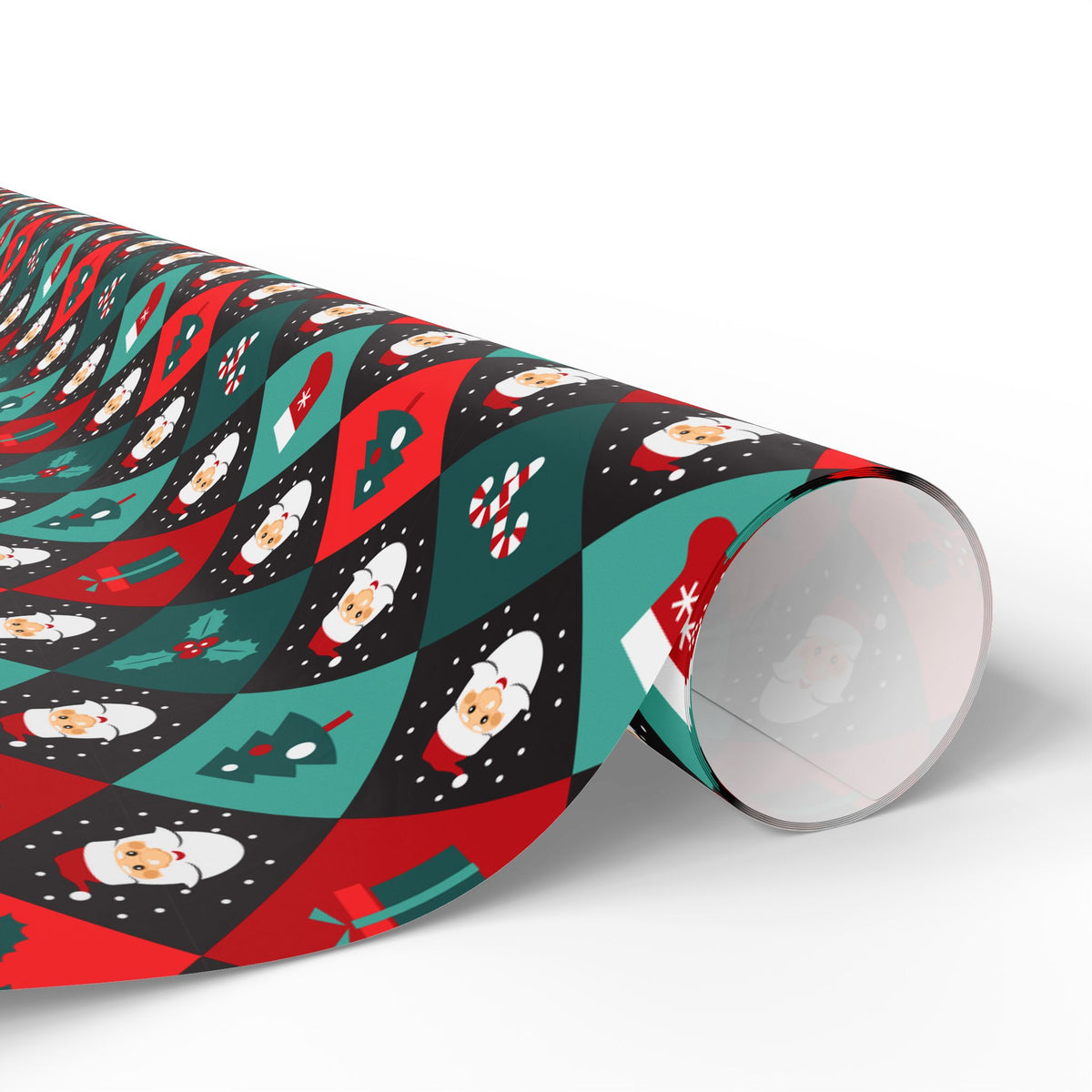 Christmas Checkered Santa Wrapping Paper | Holiday Gift Wrapping Paper Roll