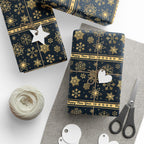 New Year's Golden Snowflakes Wrapping Paper - Holiday Gift Wrapping Paper Roll