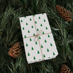 Christmas Little Green Trees Wrapping Paper | Holiday Gift Wrapping Paper Roll