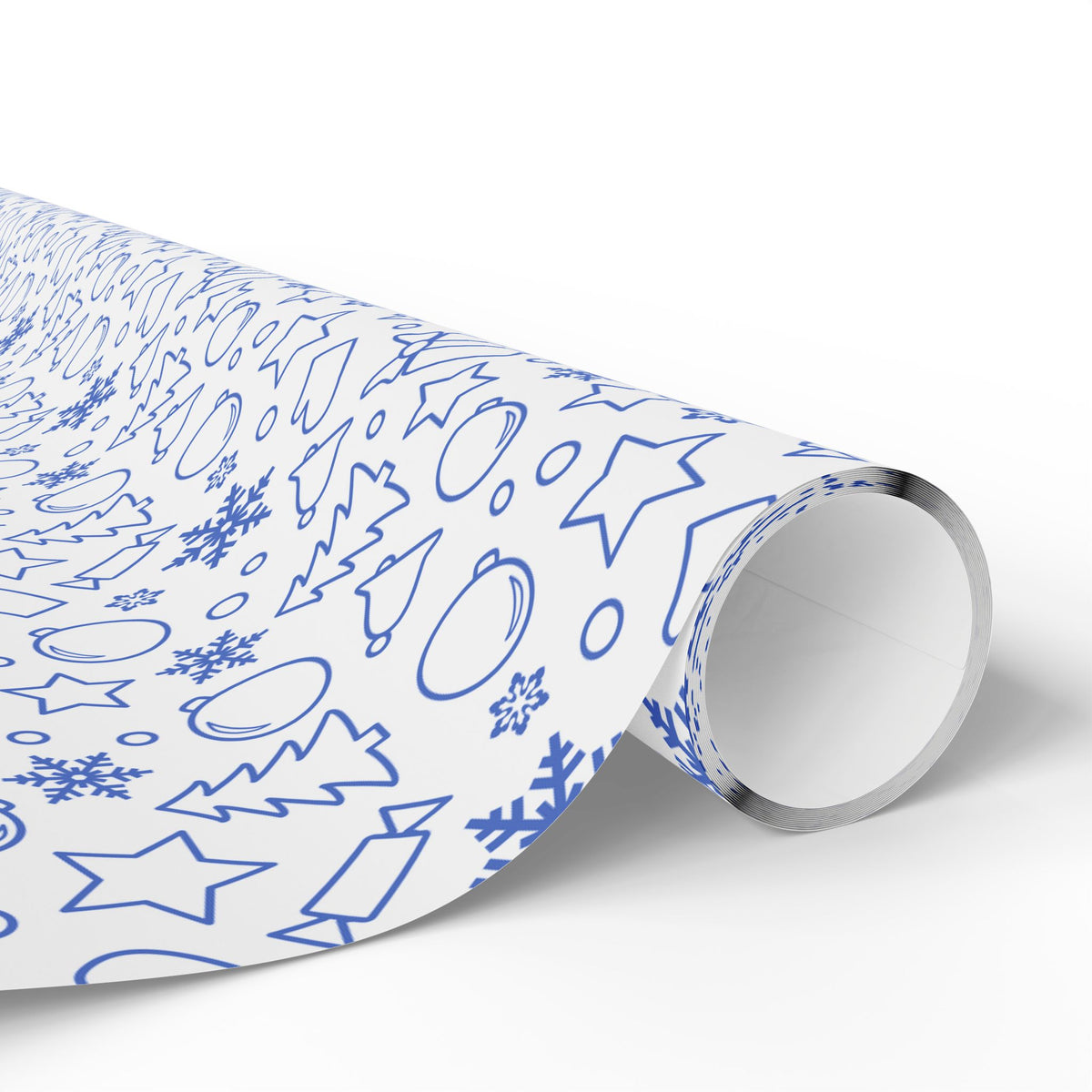 Christmas Blue Line Art Wrapping Paper | Holiday Gift Wrapping Paper
