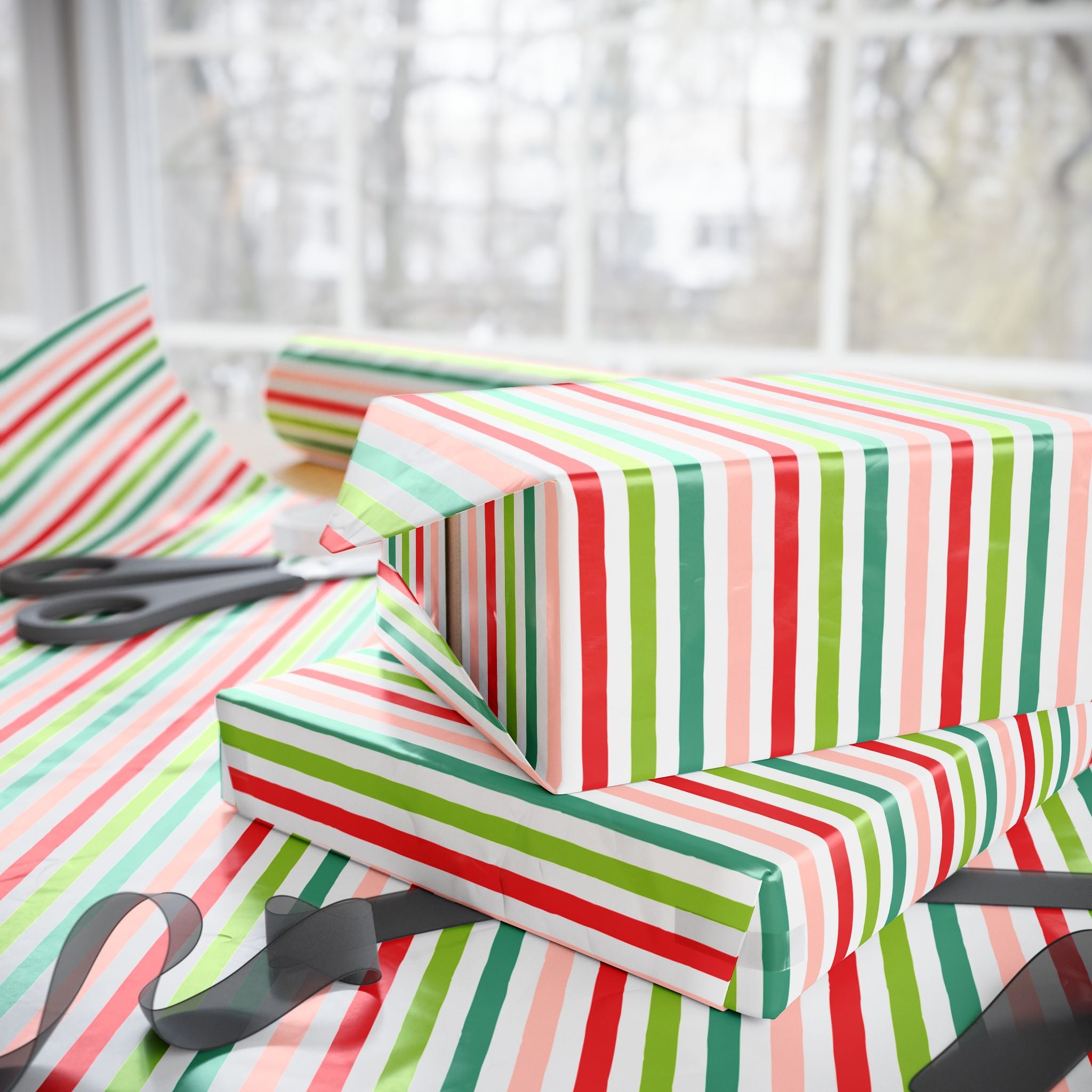 Stripe Design 001 Wrapping Paper - Holiday Gift Wrapping Paper Roll
