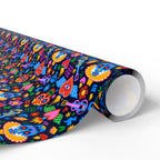 Day of the Dead Navy Sacred Heart Wrapping Paper | Holiday Gift Wrapping Paper Roll