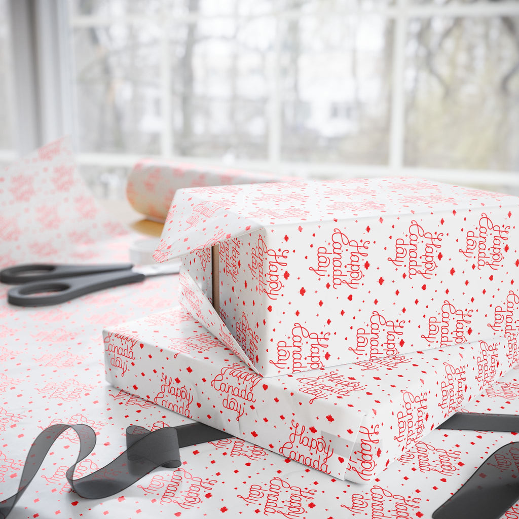 Canada Day Happy Cursive Wrapping Paper - Holiday Gift Wrapping Paper Roll