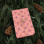 Christmas Ornaments on Peach Wrapping Paper | Holiday Gift Wrapping Paper Roll